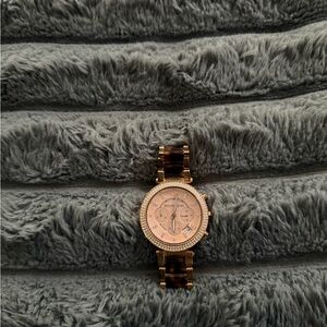 Rose Gold and Brown Watch with Crystal Accents